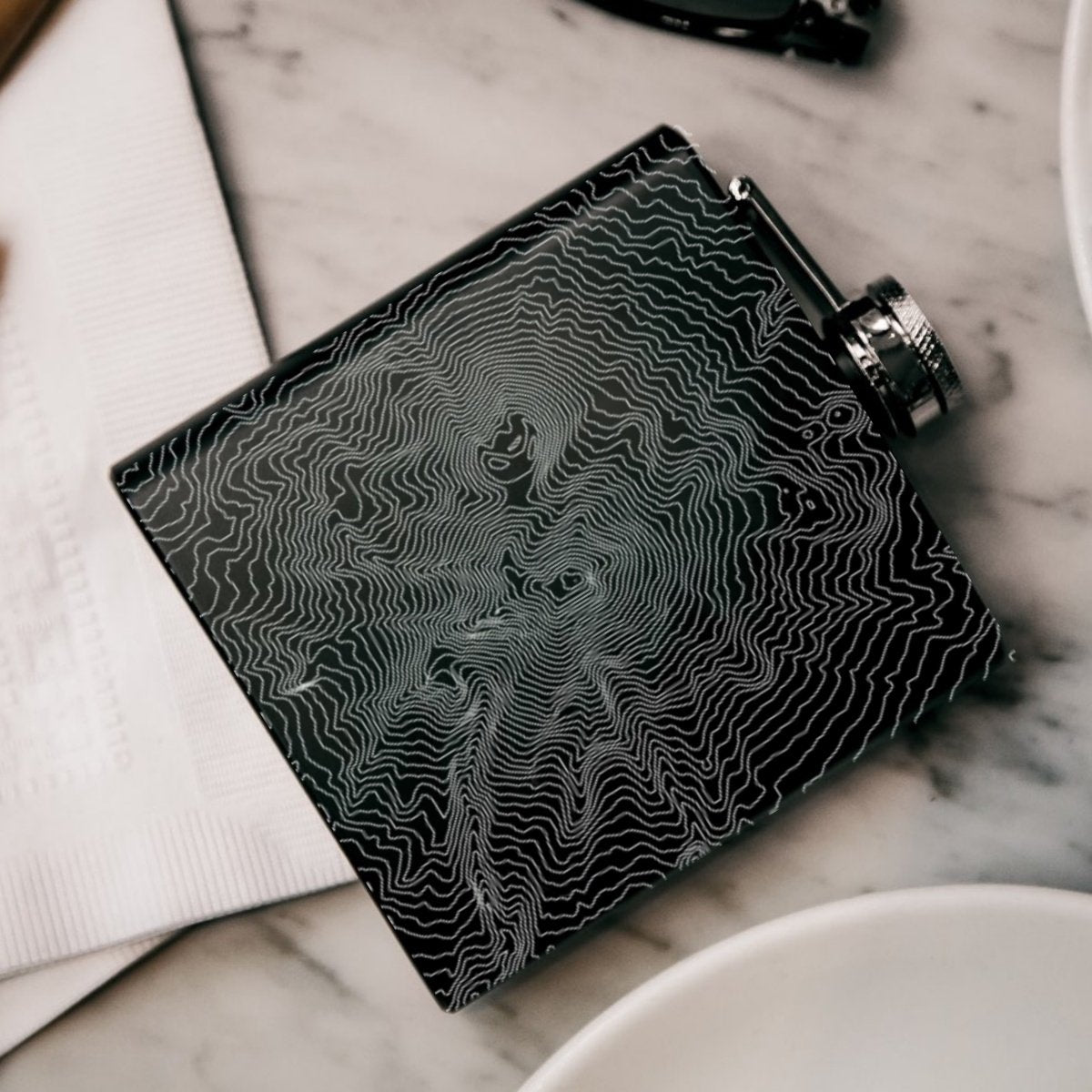 Mount Shasta - California Engraved Topographic Map Hip Flask in Matte