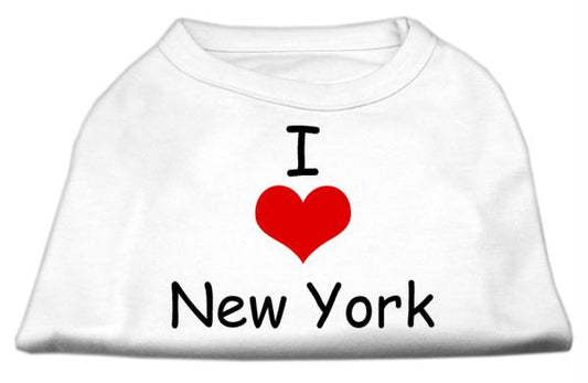 Mirage Pet Products 51-36 XSWT I Love New York Screen Print Shirts Whi