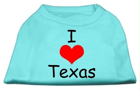 Mirage Pet Products 51-38 LGAQ I Love Texas Screen Print Shirts Aqua L
