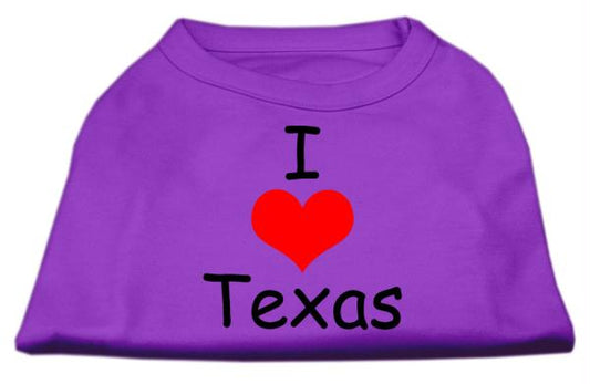 Mirage Pet Products 51-38 XXLPR I Love Texas Screen Print Shirts Purpl