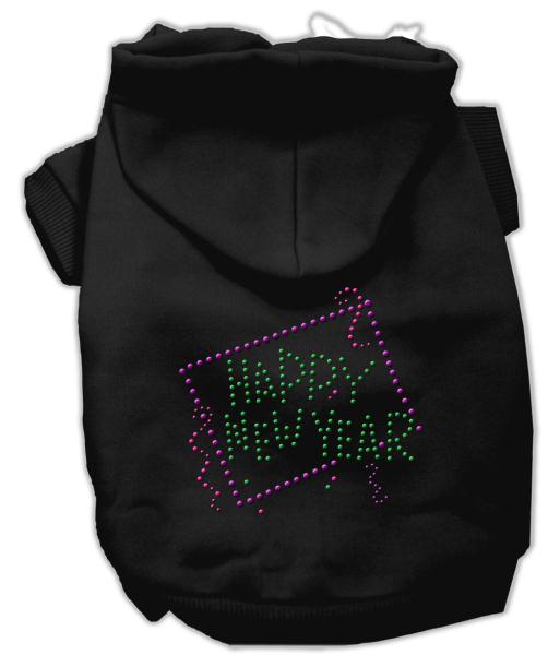 Mirage Pet Products 54-35 SMBK Happy New Year Rhinestone Hoodies Black