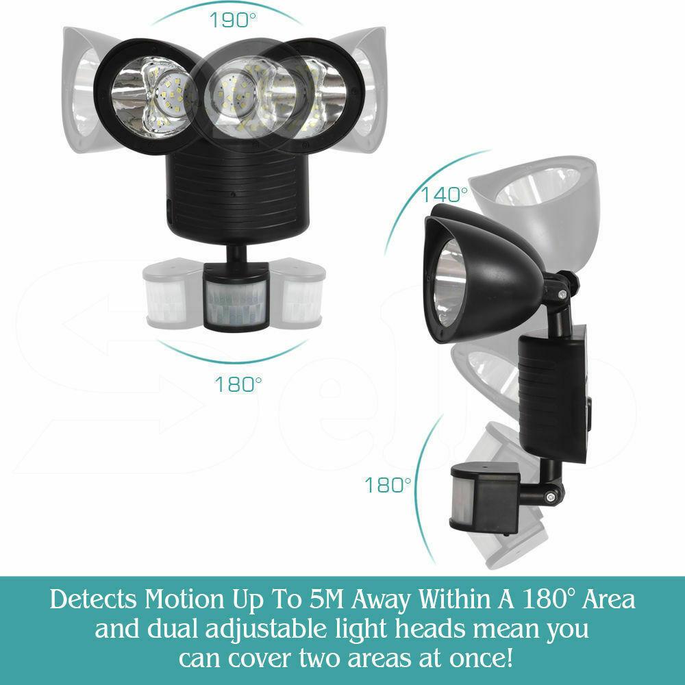 22 LED Solar Powered Dual Light Flood Lamp Security PIR Motion Sensor