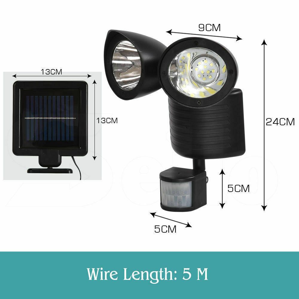 22 LED Solar Powered Dual Light Flood Lamp Security PIR Motion Sensor