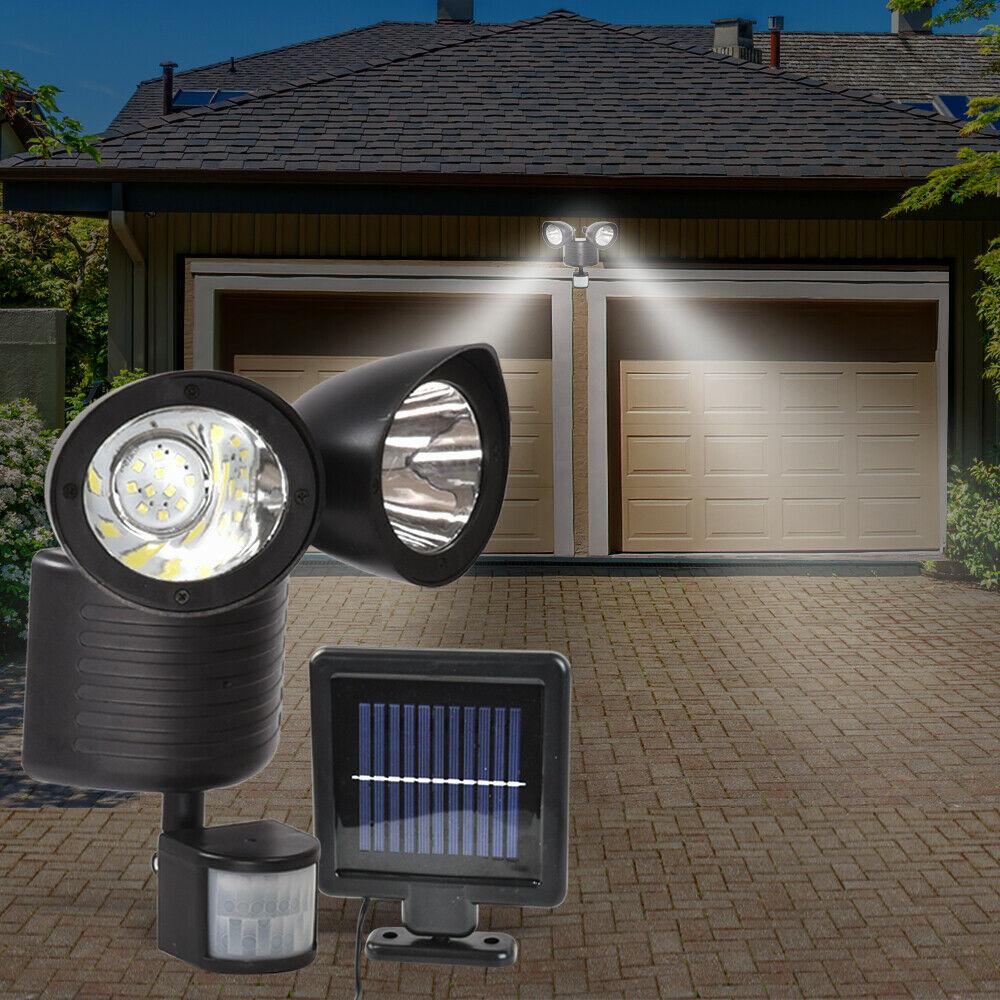 22 LED Solar Powered Dual Light Flood Lamp Security PIR Motion Sensor