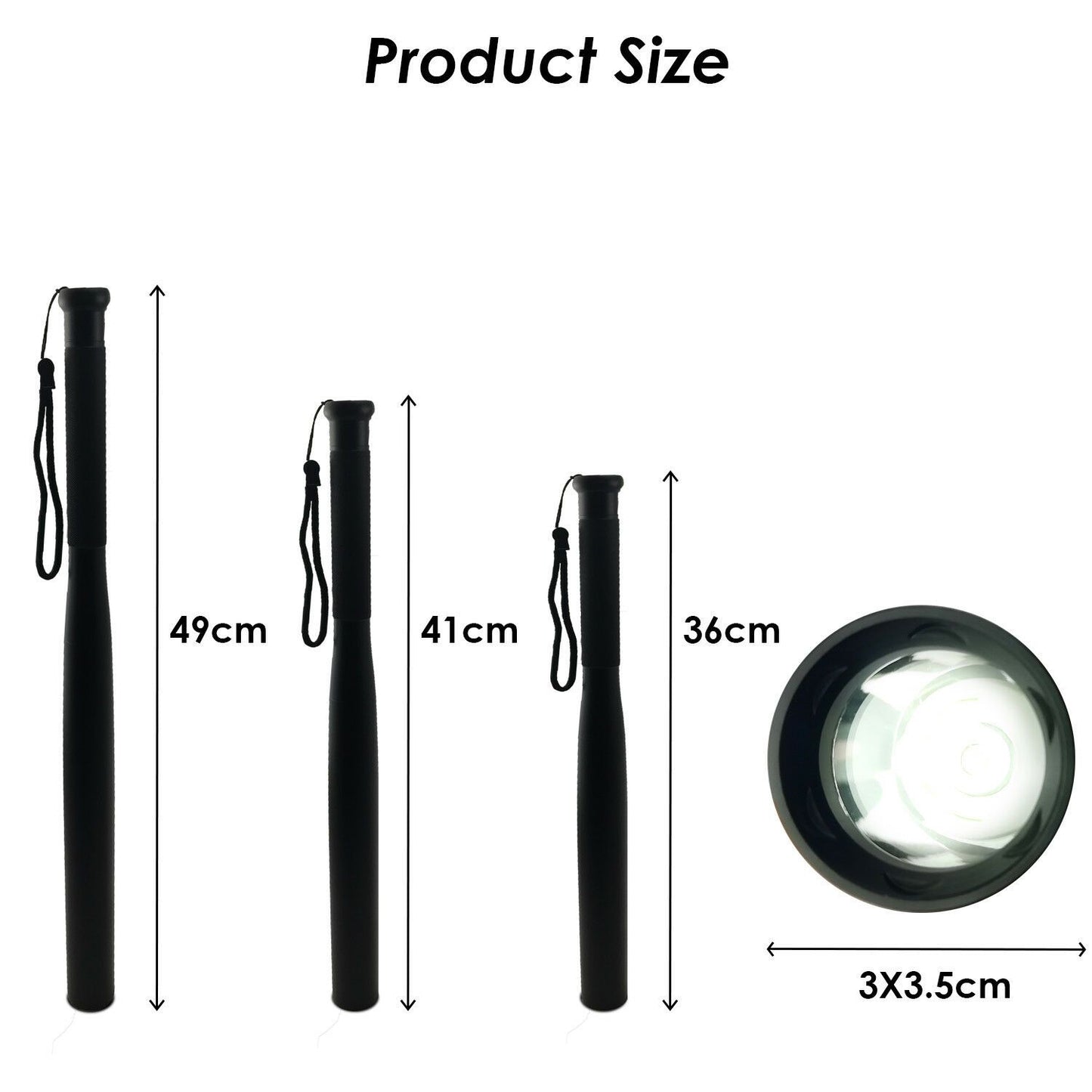 36cm Baseball Bat LED Flashlight Bright Baton Torch Emergency Security