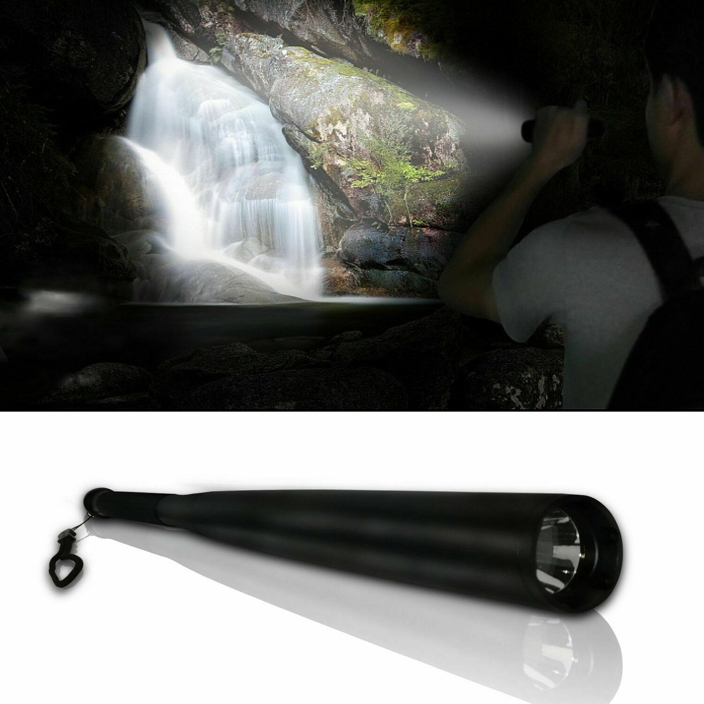 36cm Baseball Bat LED Flashlight Bright Baton Torch Emergency Security