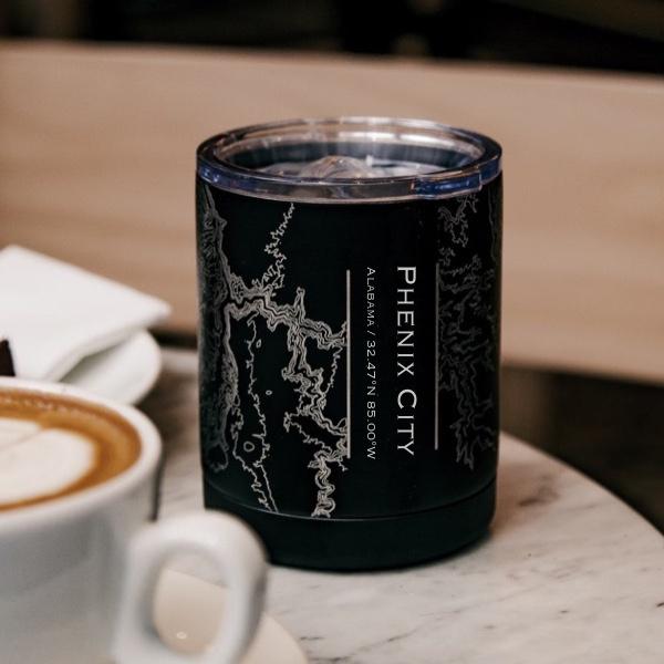 Phenix City - Alabama Map Insulated Cup in Matte Black