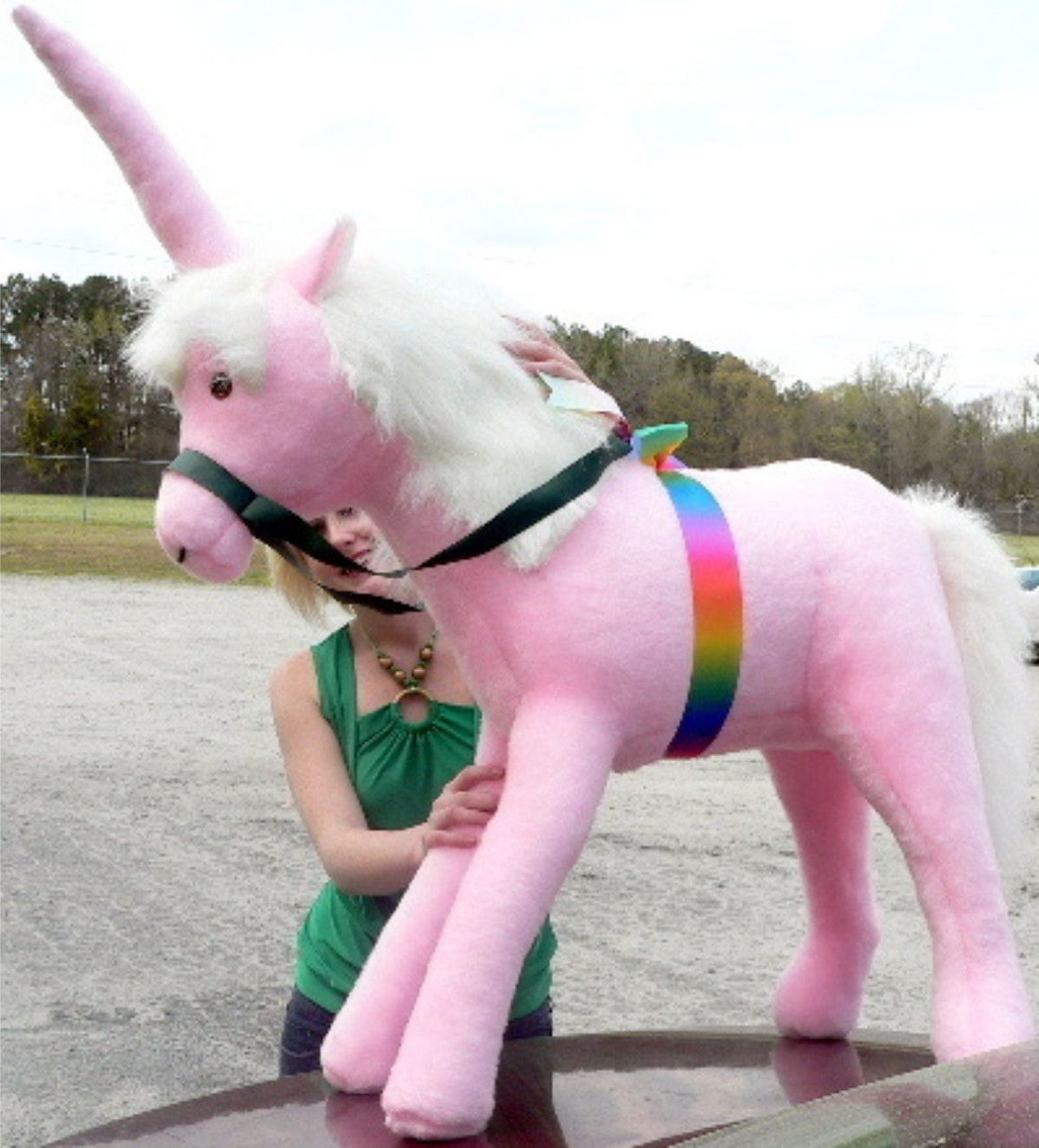 American Made Giant Stuffed Pink Unicorn 3 Feet Wide Soft Made in USA