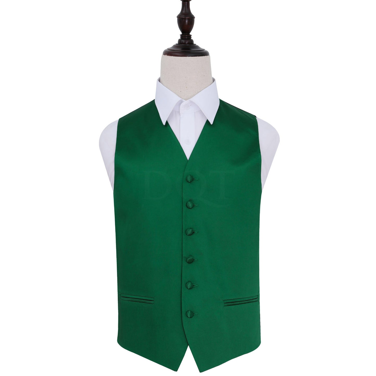 Plain Satin Waistcoat - Emerald Green, 36'