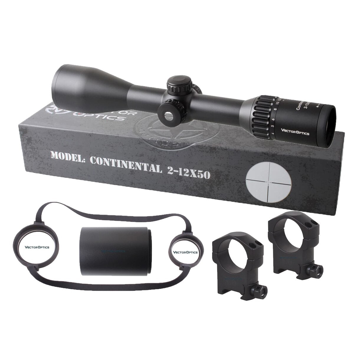 Optics Continental HD 2-12x50 Riflescope Clear View Hunting Rifle
