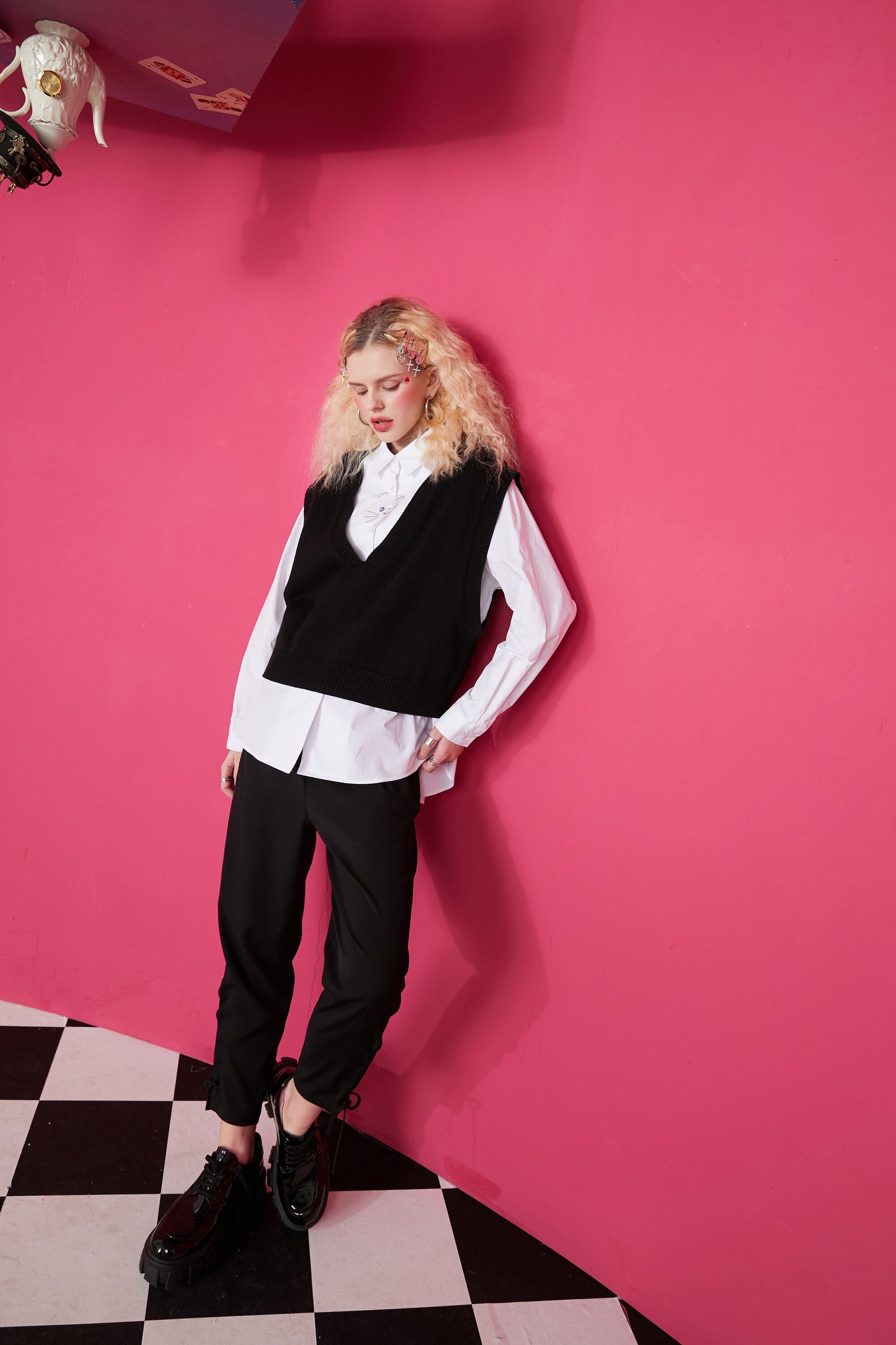 Cat Embroidery Pullover Casual 2-IN-1 Shirt Women,Spring Stylish