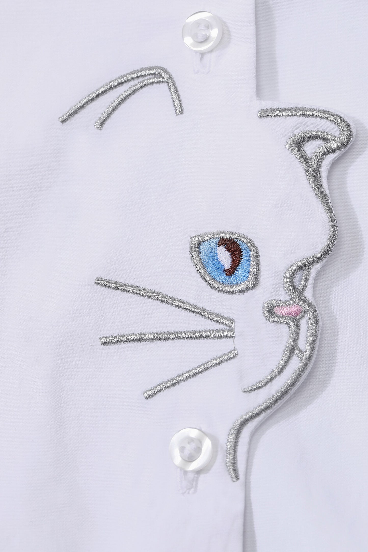 Cat Embroidery Pullover Casual 2-IN-1 Shirt Women,Spring Stylish