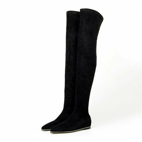 Woman‘s Over the Knee Boots Microfiber sexy Sewing Thin Heels Pointed