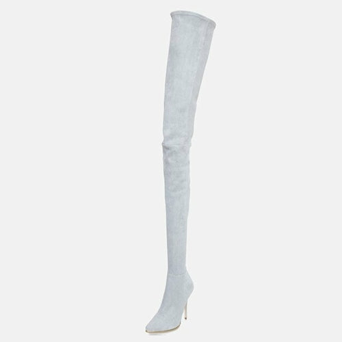 Woman‘s Over the Knee Boots Microfiber sexy Sewing Thin Heels Pointed