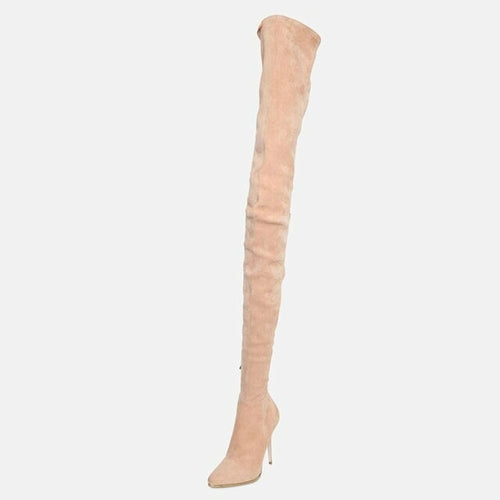 Woman‘s Over the Knee Boots Microfiber sexy Sewing Thin Heels Pointed