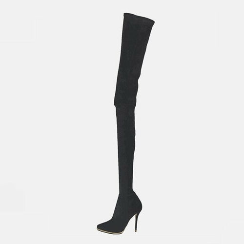 Woman‘s Over the Knee Boots Microfiber sexy Sewing Thin Heels Pointed