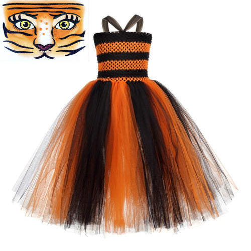 Children Girls’ Halloween Costume Set: Sleeveless Princess Tulle Dress