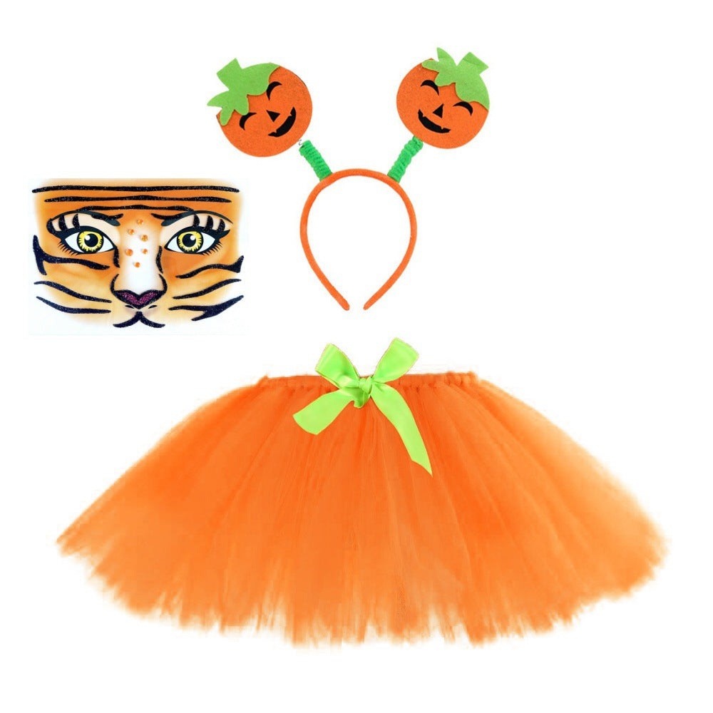 Children Girls’ Halloween Costume Set: Cosplay Tulle Skirt with
