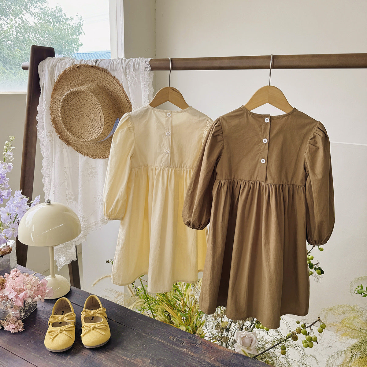 Baby Kids Girls Teddy Bear and Letters Pattern Long Sleeves Crew Neck