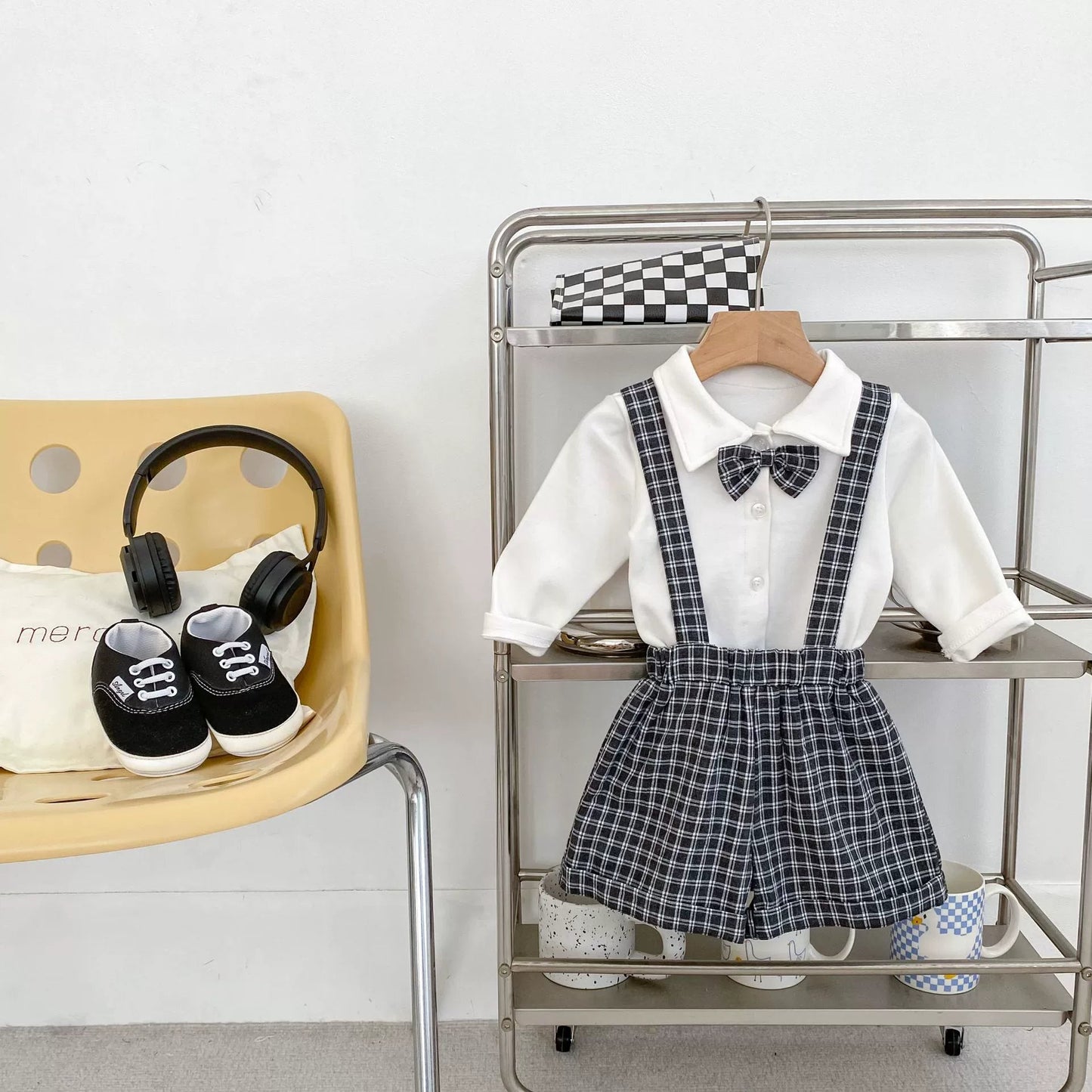 Spring and Autumn Baby Kids Boys Butterfly-bow Decorated Shirt and