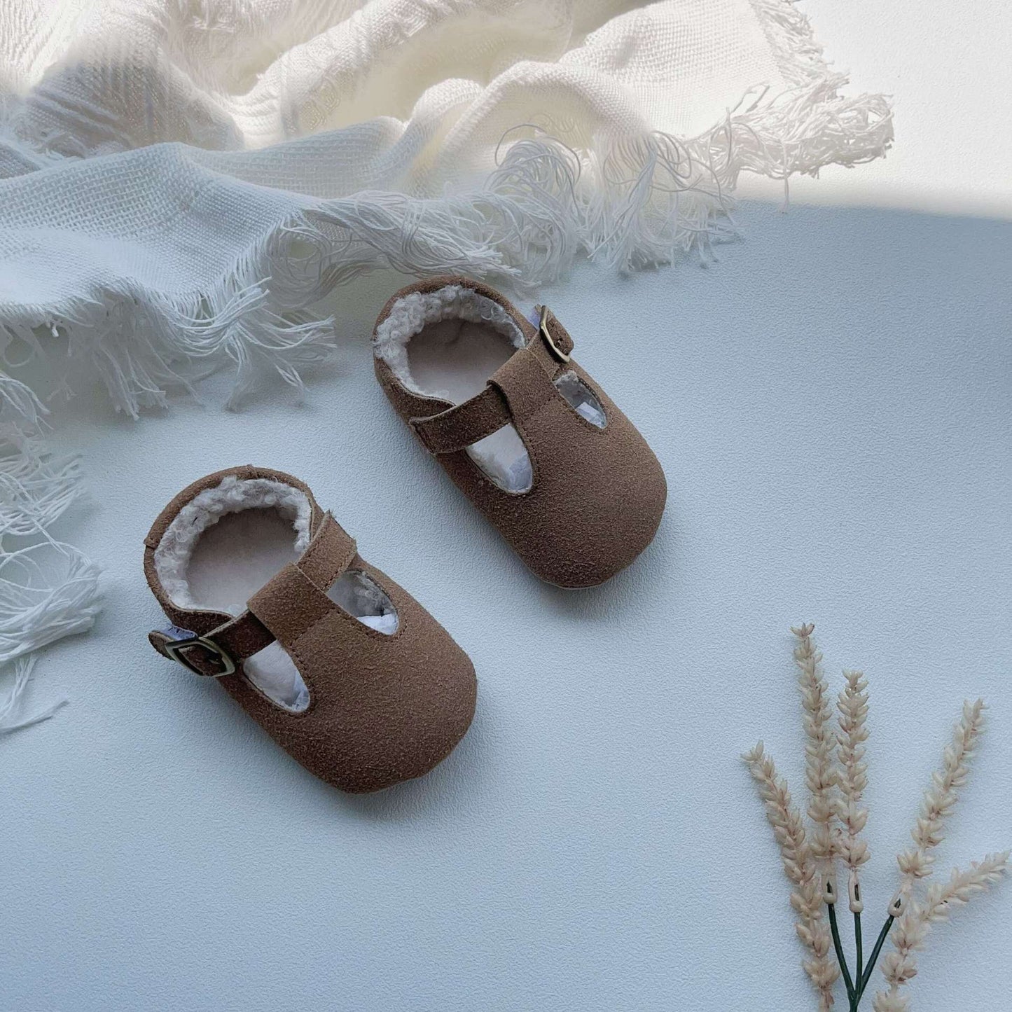 Arrival In Winter Baby Girl Solid Color Plush Warm Anti-Slip Shoes