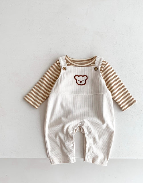 Infant Baby Bear Head Corduroy Combo Overalls In Sets