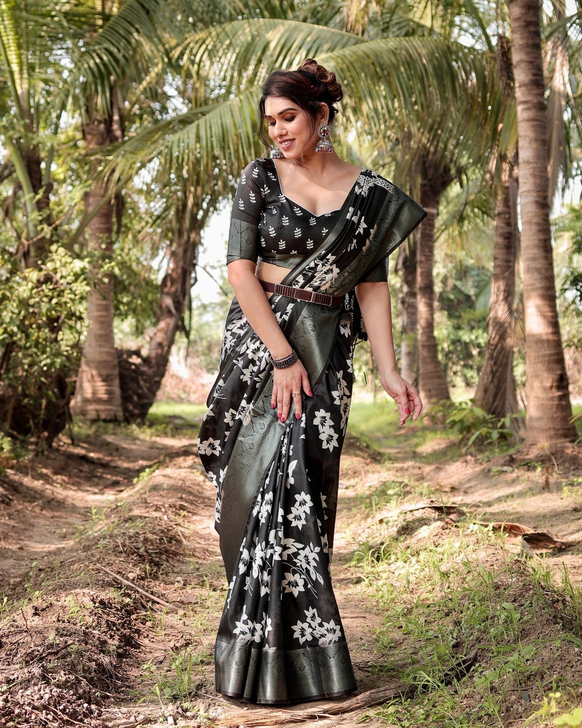 Elegant Black Tussar Silk Saree with Zari Embellished Border and Bold