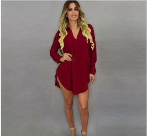 Summer Sexy V Neck Short Beach Dress Chiffon White Mini Loose Casual T