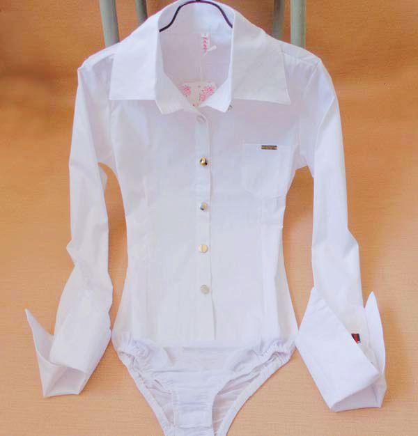 Sexy Women Pocket Pointed Cuff Bodysuit Blouse Slim Long Sleeve Ladies