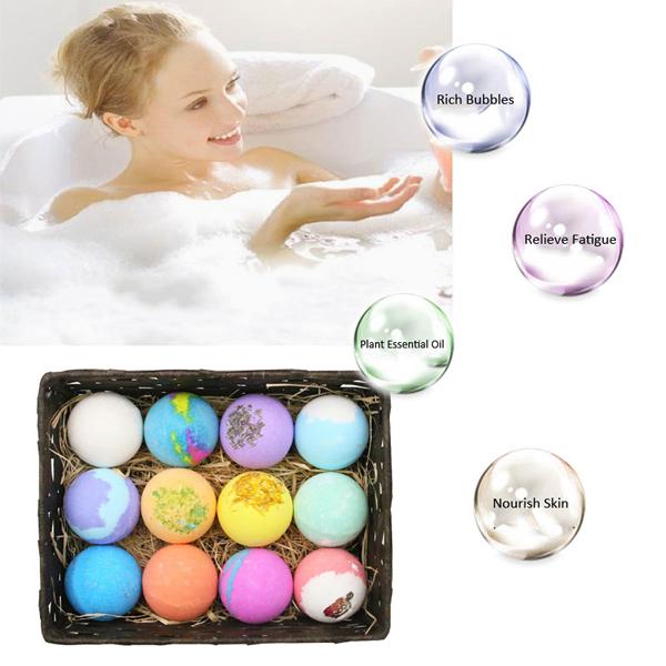 Natural Essential Oil bath bombs,12 Pieces Different Flavors Salt Bath