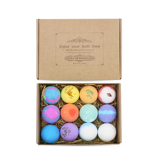 Natural Essential Oil bath bombs,12 Pieces Different Flavors Salt Bath