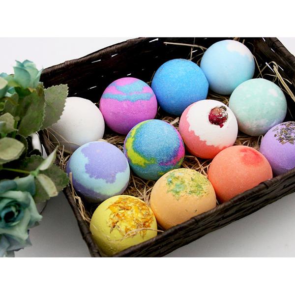 Natural Essential Oil bath bombs,12 Pieces Different Flavors Salt Bath