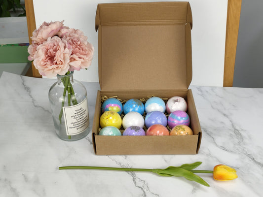 Natural Essential Oil bath bombs,12 Pieces Different Flavors Salt Bath