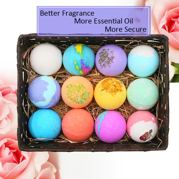 Natural Essential Oil bath bombs,12 Pieces Different Flavors Salt Bath