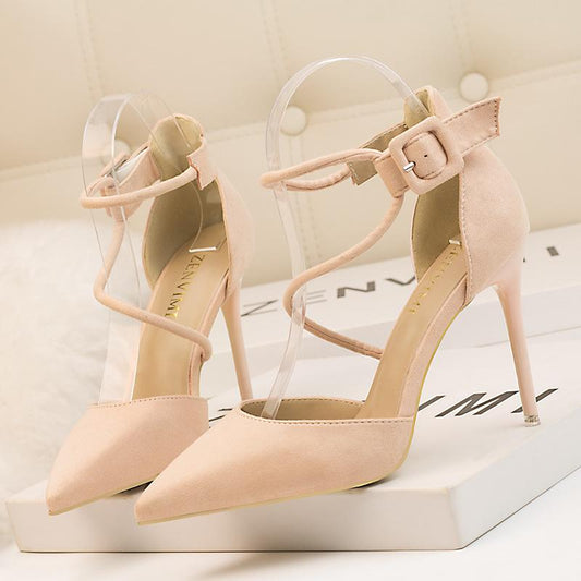 9219-75 Wind Sexy Party Summer Womens Shoes Stiletto Heel Suede