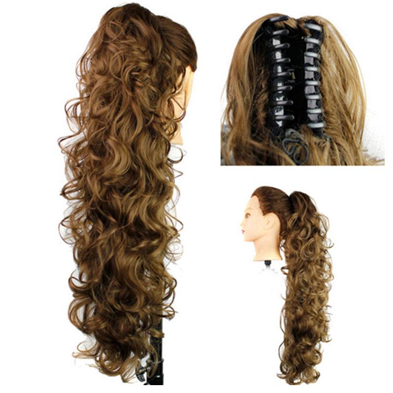 Synthetic hair Ponytails Claw Pony tails women curly wavy clip in on