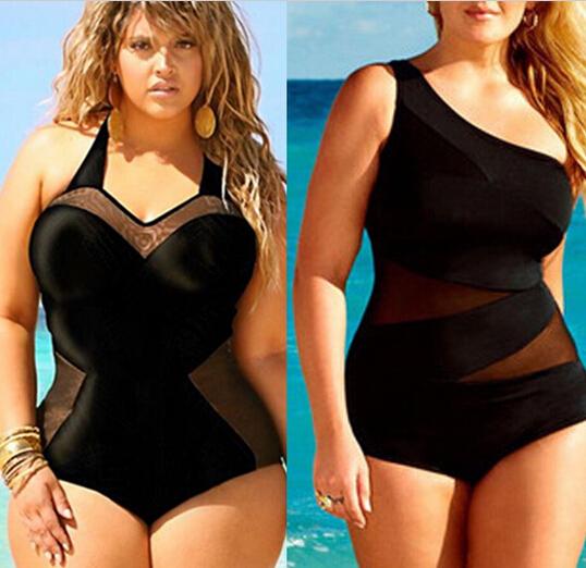 Retro Women's Sexy Plus Size Black One-Piece Padded Swimsuit Bikini