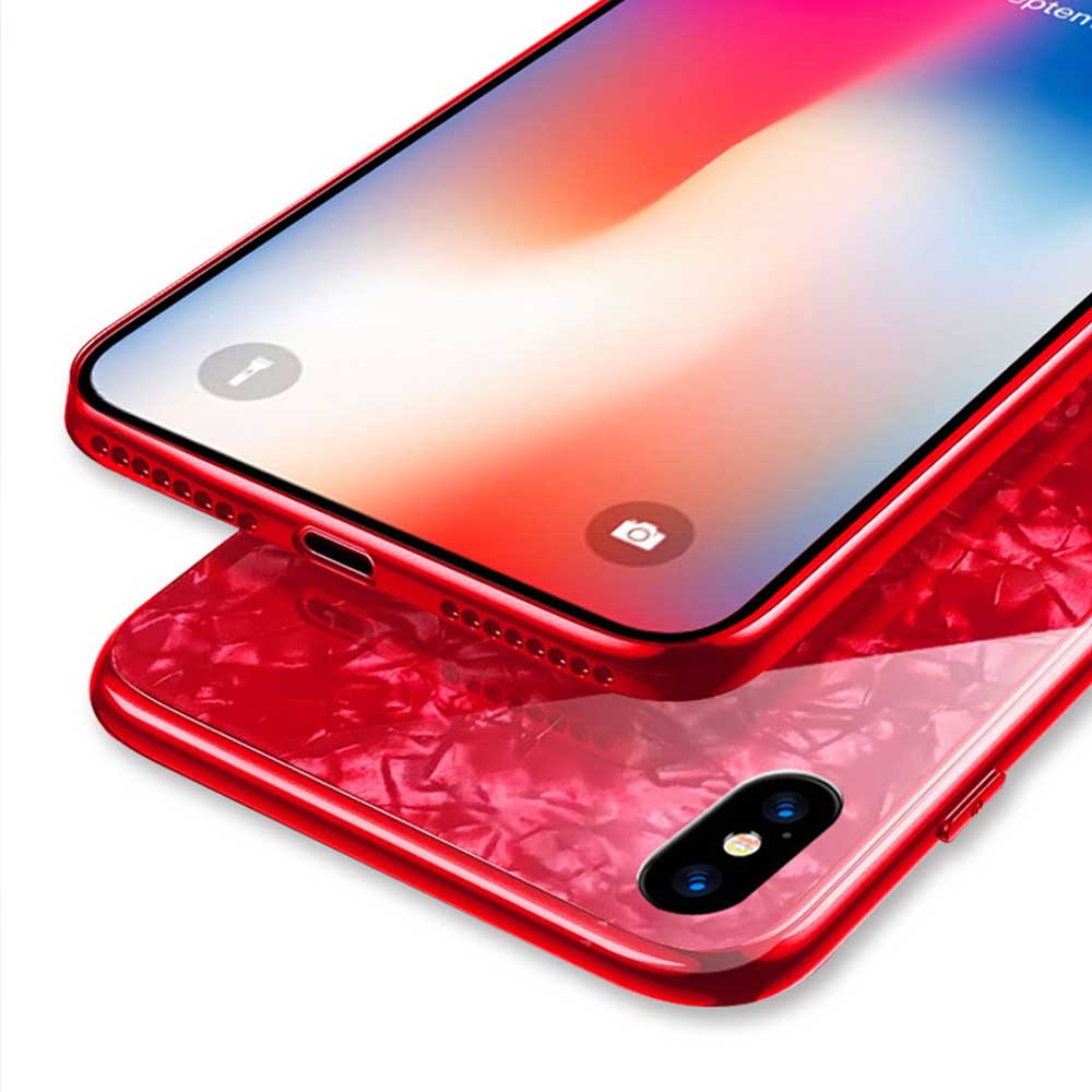 Marble Case Tempered Glass Hard Phone Cover For Apple i Phone 10 Cover
