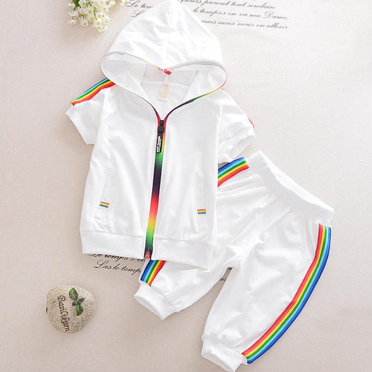 New Fashion Summer Kids Boy Girls Clothes Sportswear Short Sleeve