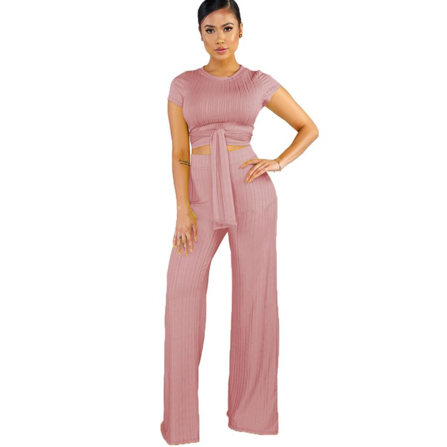 Womens Sets Summer Sexy Slim Two Piece bandage Short Sleeve Crop Tops