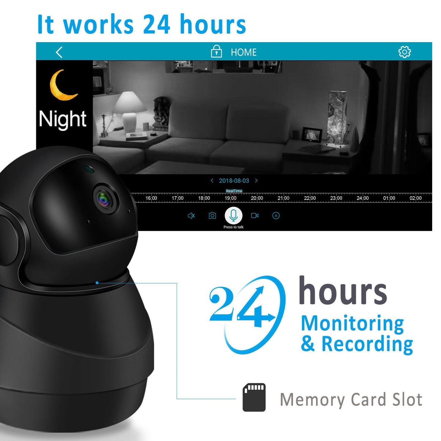 1080P HD IP Camera Wifi Two-Way Audio Video Camera Cloud Home
