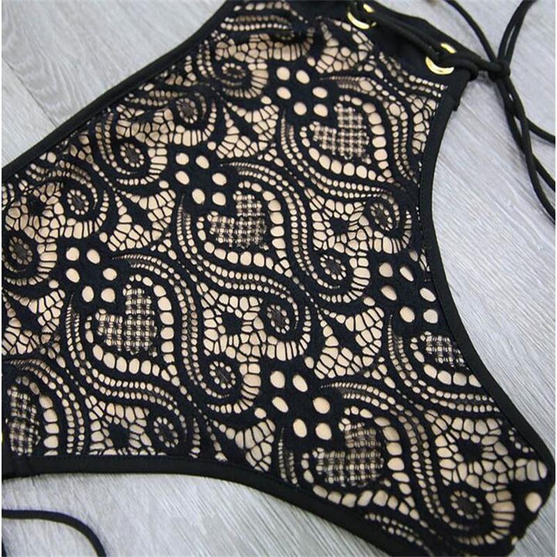 3colors Lace High Waist Swimsuit Bikini Set Summer Sexy Solid Bikinis