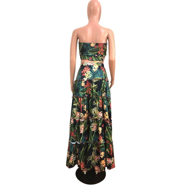 Sexy Girl Lady Two Piece Dress Top Long Wrap Skirt Sexy Strapless