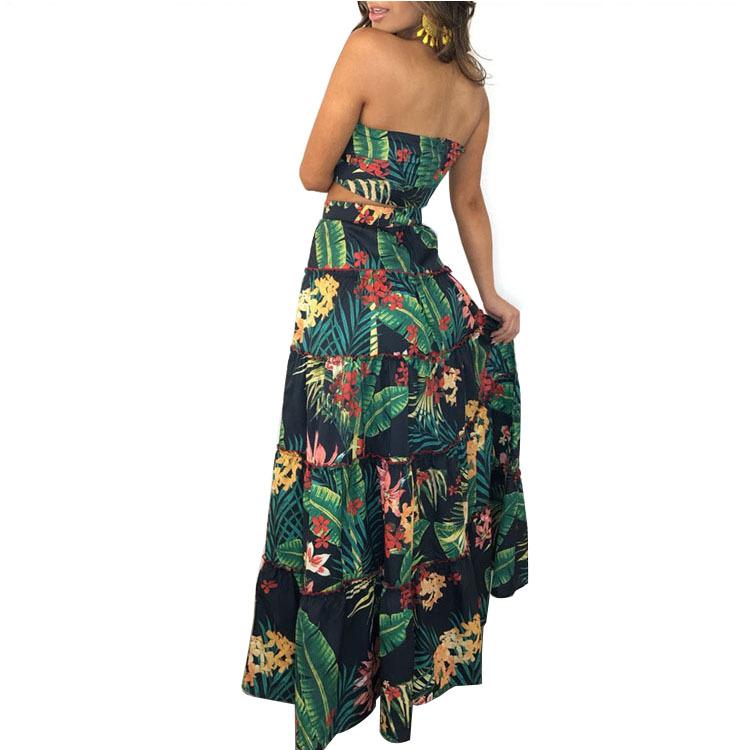 Sexy Girl Lady Two Piece Dress Top Long Wrap Skirt Sexy Strapless