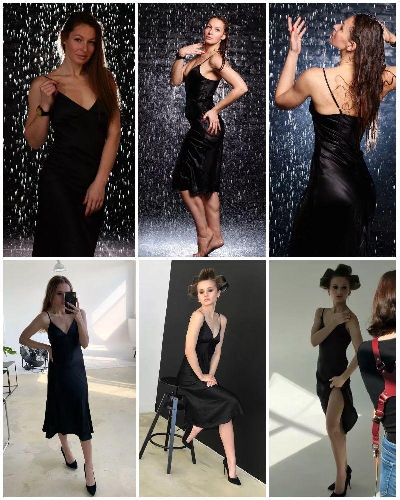 Dropship Women Satin Deep V Neck Sexy Dress Solid Straight Pajamas