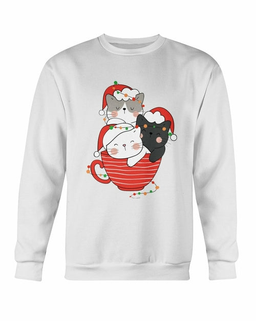Cute Cats Cup Christmas Sweatshirt