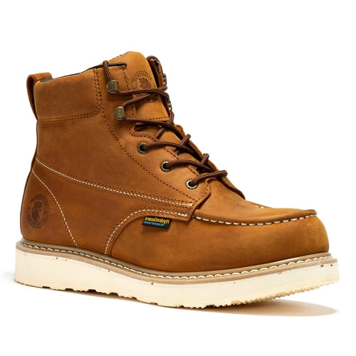 ROCKROOSTER Edgewood Men's 6 inch Brown steel toe waterproof wedge