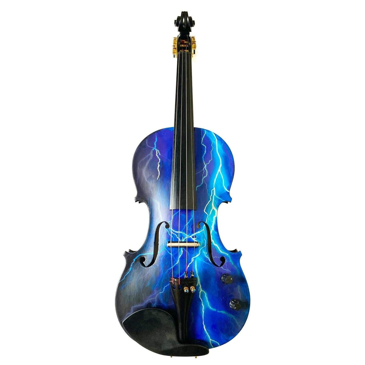Electric Blue Lightning Violin | Electric-Acoustic with Machine Head