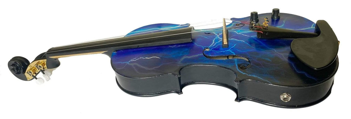 Electric Blue Lightning Violin | Electric-Acoustic with Machine Head