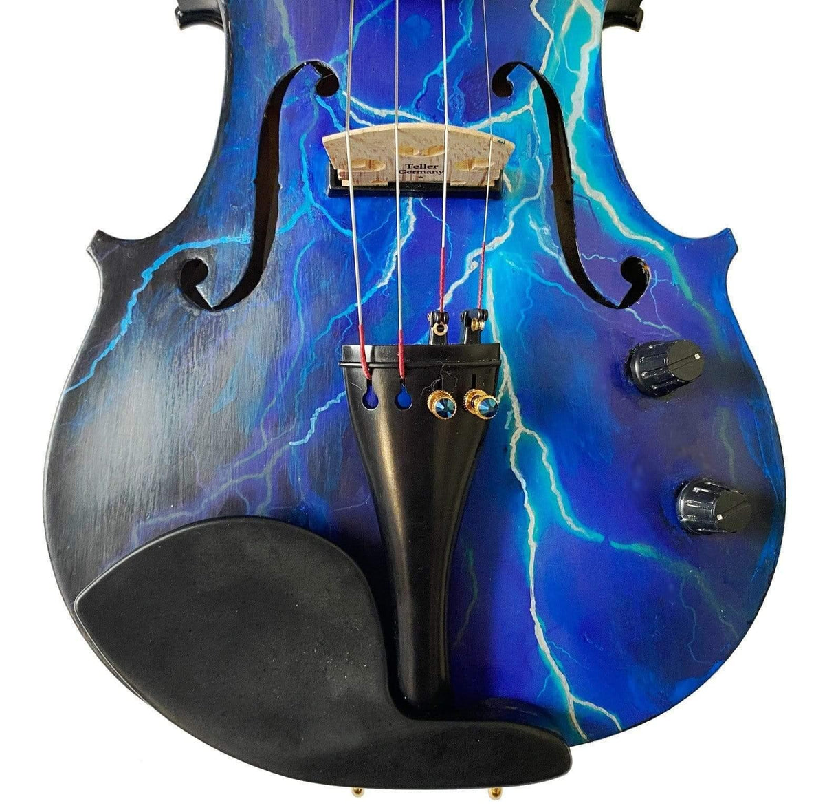 Electric Blue Lightning Violin | Electric-Acoustic with Machine Head